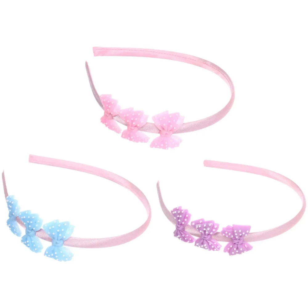 Ободок для волос детский «БАМБИ БУМ», Бантики, цвет розовый, лавандовый и голубой, 3см