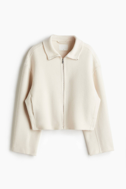 H&M Шерстяная куртка ручной работы, кремовый