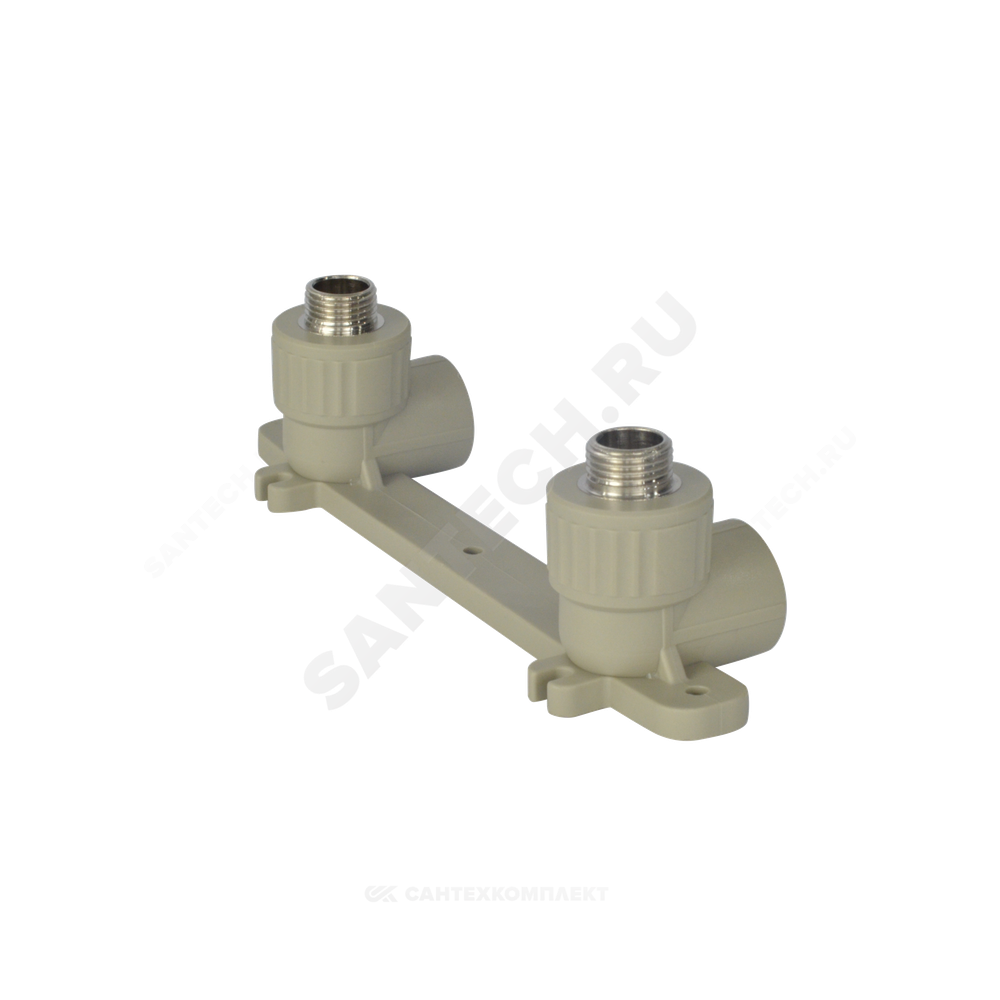 Планка монтажная PP-R серая Дн 25х1/2" НР под смеситель с водорозетками VALFEX 10124220Г
