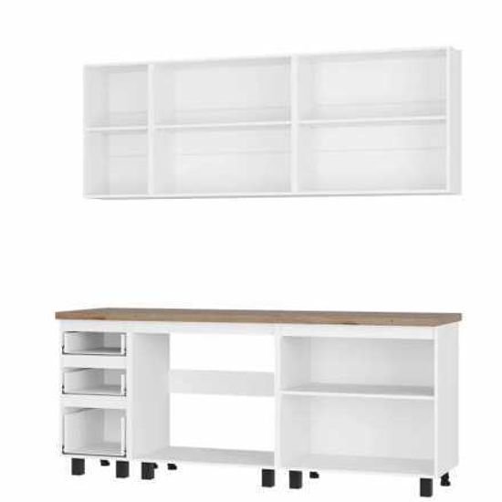 Кухня ЧЕСТЕР 2,0м ЛДСП белый (4В1б; 8В1б; 8В1б; 4Р3; 8Р1; 8М1 С2000-38мм дуб кера+фурн)/9/