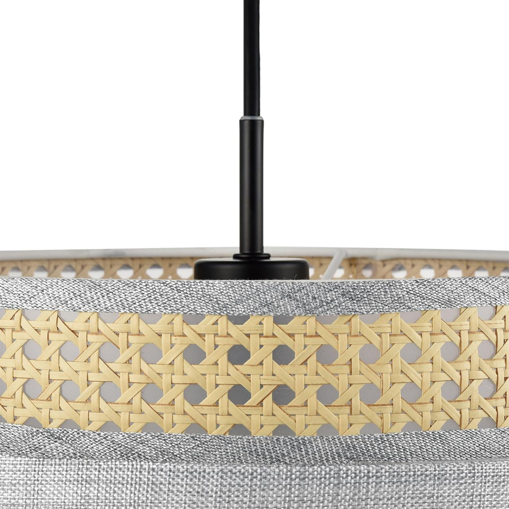 8043/1 MODERNI LN26 338 черный/серый/бежевый, металл/текстиль/ротанг Подвесной светильник Е27 1*60W 220V LAUNA