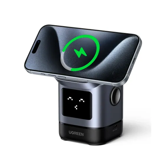 UGREEN W709 UNO 2-in-1 Robot Magnetic 20W for iPhone/AirPods Grey