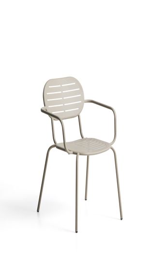 Уличный стул Brai с подлокотниками из оцинкованной стали бежевого цвета