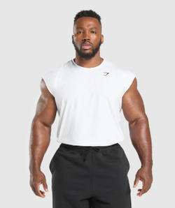 Майка GYMSHARK Critical Cut Off Tank White