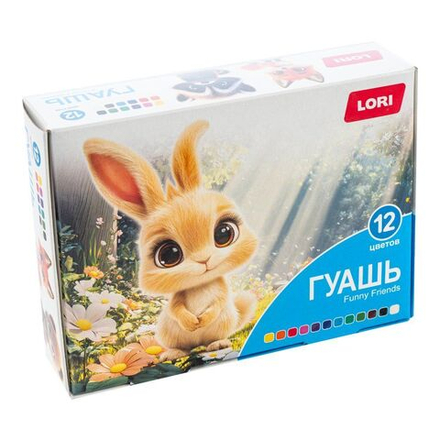Гуашь 12цв 180мл FUNNY FRIENDS