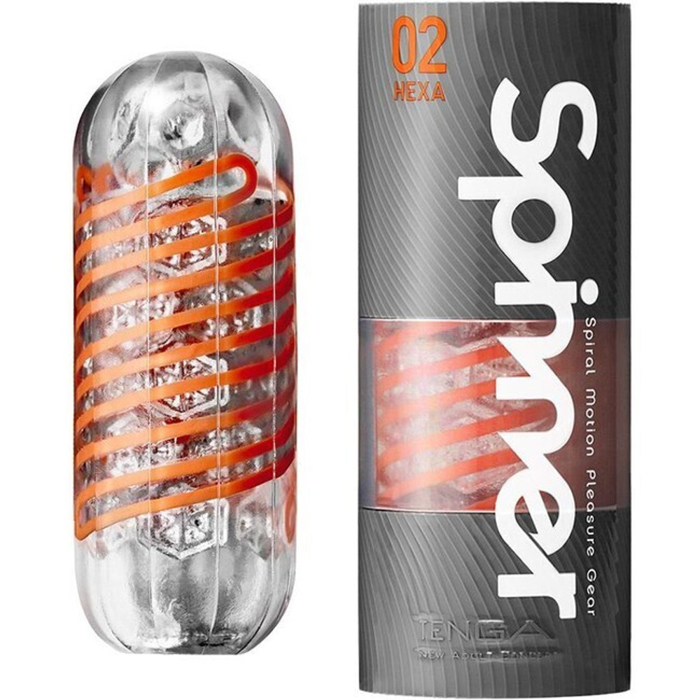 Самозакручивающийся мастурбатор SPINNER Hera (многоразовый) (Цвет: прозрачный с оранжевым)