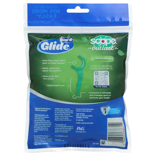 Oral-B, Glide, Scope® Outlast™, набор для зубной нити, мятный вкус, 75 шт.