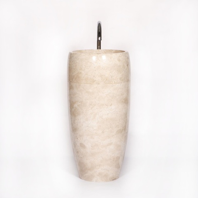 Раковина напольная из мрамора Round Midle Big Cream MN-01706 (45*45*90 см)