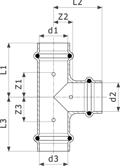 Тройник пресс Viega Profipress 22х22х22 с SC-Contur (серия 2418)