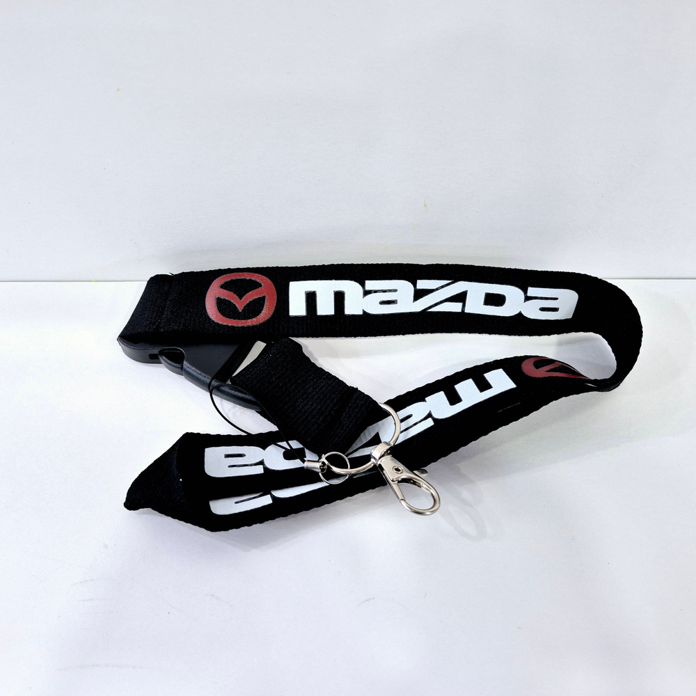 MAZDA (чёрный) Люкс / Брелок, шнурок для ключей на шею MAZDA (Мазда), ланъярд, крафт, чёрный (1 шт)