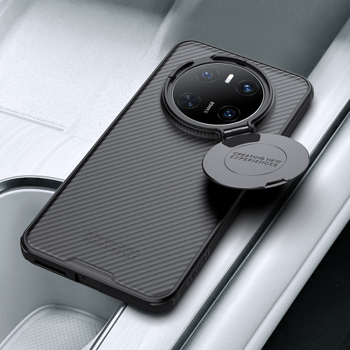 Чехол прозрачный тонированный (Transparent Black) от Nillkin с металлической откидной крышкой для камеры на Huawei Mate 70, серия CamShield Prop Case