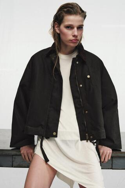 ZARA КУРТКА С ВОЩЕНЫМ ПОКРЫТИЕМ — ZW COLLECTION, ХАКИ