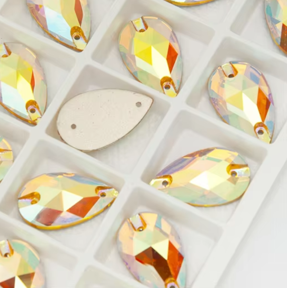 Стразы CR Light Topaz AB Drop 13*22 пришивные