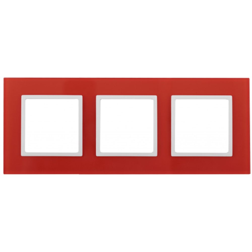 14-5103-23 ЭРА Рамка на 3 поста, стекло, Эра Elegance, красный+бел