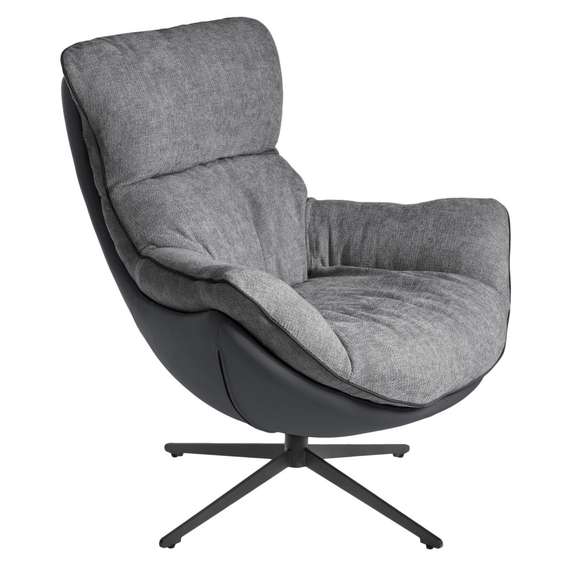 Кресло Hugo тёмно-серая экокожа, шенилл