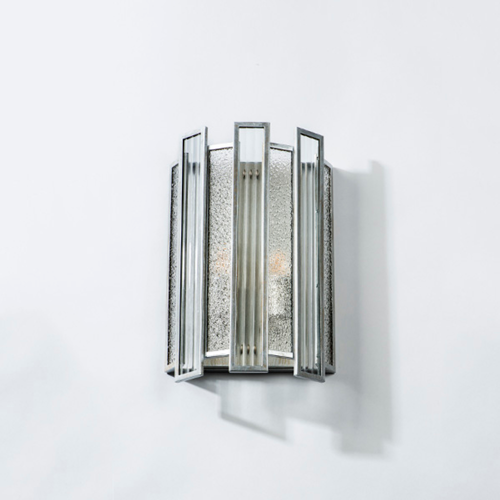 712624 Бра AGAVE 2х40W E14 СЕРЕБРО С ПАТИНОЙ/ПРОЗРАЧНЫЙ