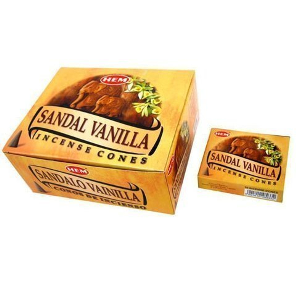 HEM Sandal Vanilla Благовоние-конус Сандал Ваниль, 10 шт