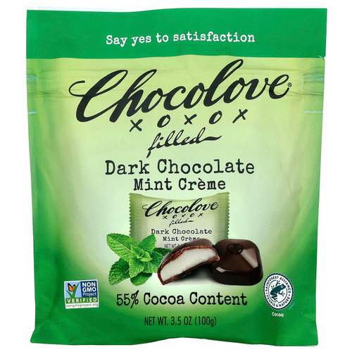 Chocolove, Крем с начинкой из темного шоколада и мяты, 55% какао, 100 г (3,5 унции)
