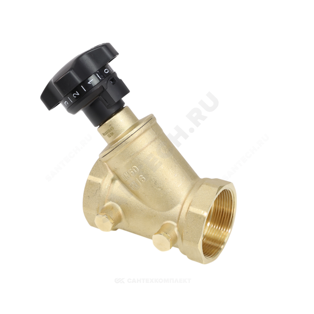 Клапан балансировочный ручной латунь 3180H Ду 40 G1 1/2" Ру16 Тмакс=120 оС ВР Kvs=20м3/ч без ниппелей Benarmo
