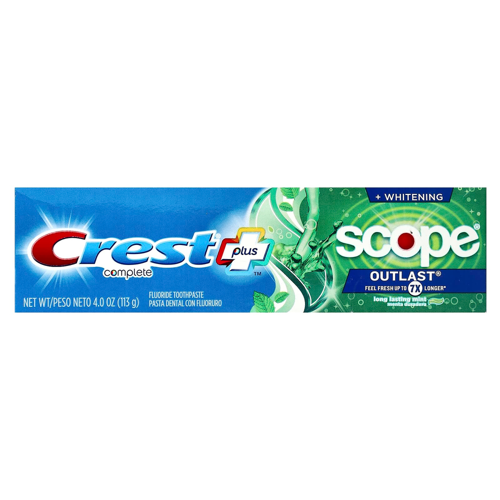 Crest, Plus Complete ™, Scope® Outlast® + Whitening, зубная паста с фтором, мята, 113 г (4 унции)
