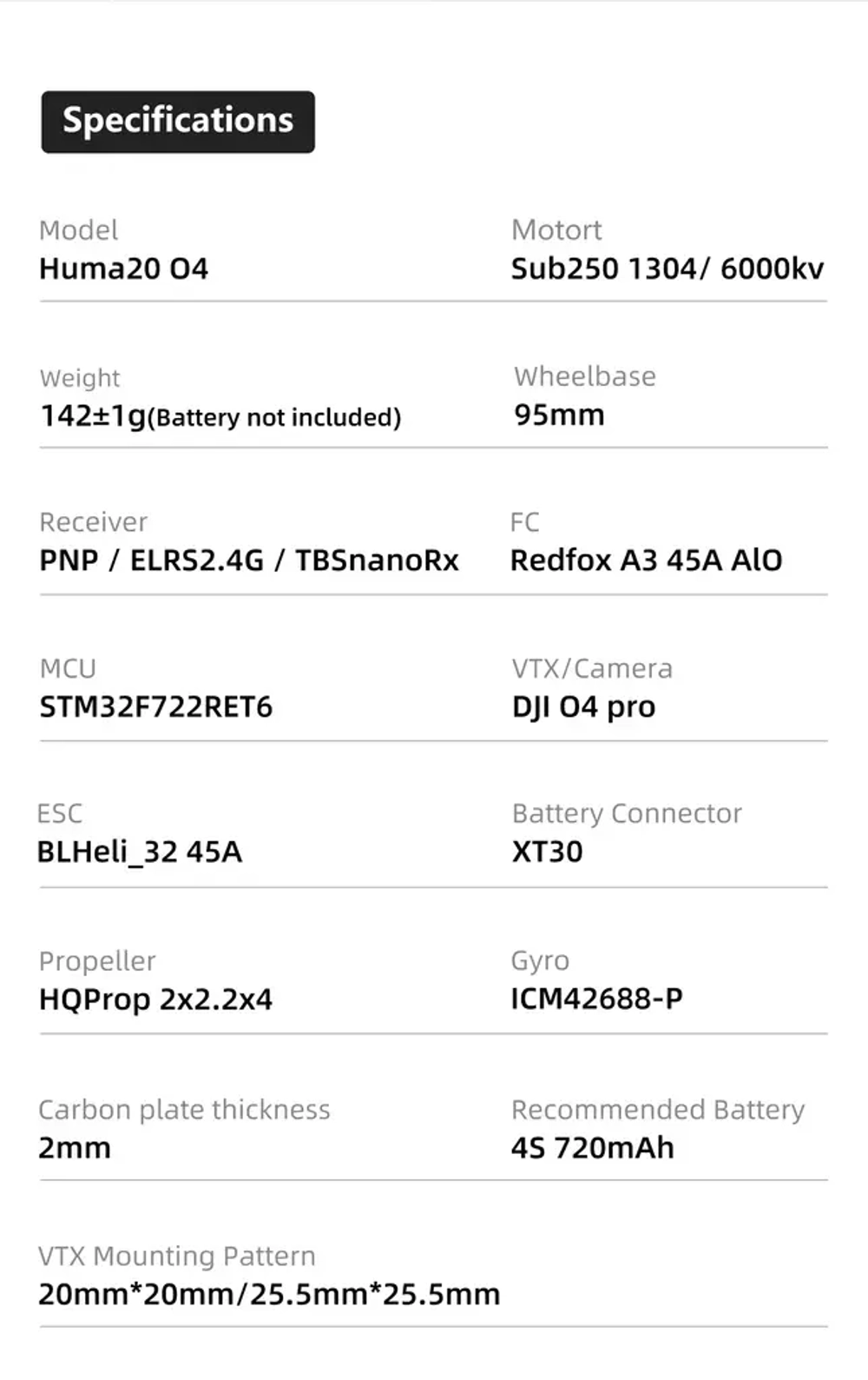 Квадрокоптер Sub250 Huma 20 4S O4 ELRS 2.4