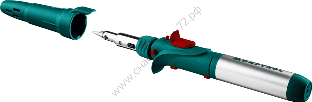 KRAFTOOL SolderGas 120K 30-120Вт 1300°С горелка, фен, пьезоподжиг, набор 10-в-1, Газовый паяльник (55503-H10)