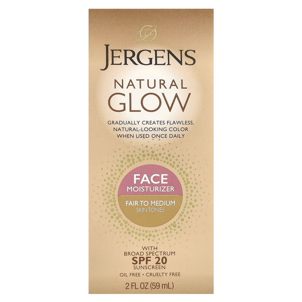 Jergens, Natural Glow, увлажняющее средство для лица, SPF 20, от умеренного до среднего, 59 мл (2 жидк. унц.)