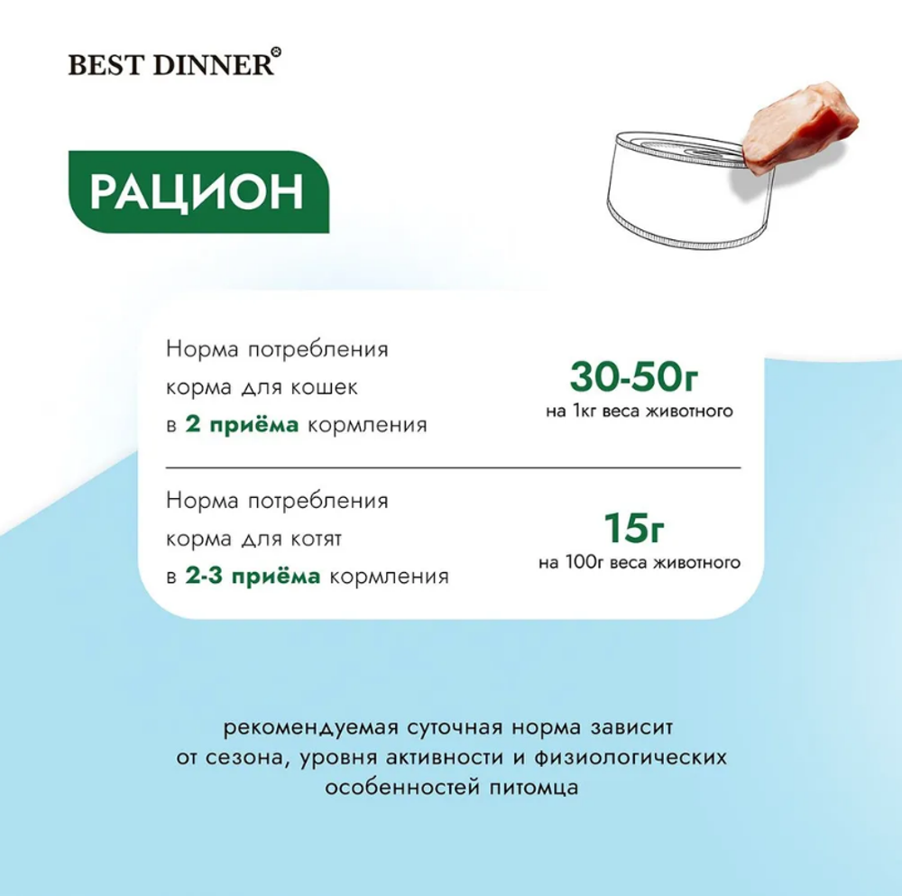 Влажный корм консервы для кошек Best Dinner Vet Profi Hypoallergenic 0,1кг (диета против пищевой аллергии) индейка. 12 упаковок