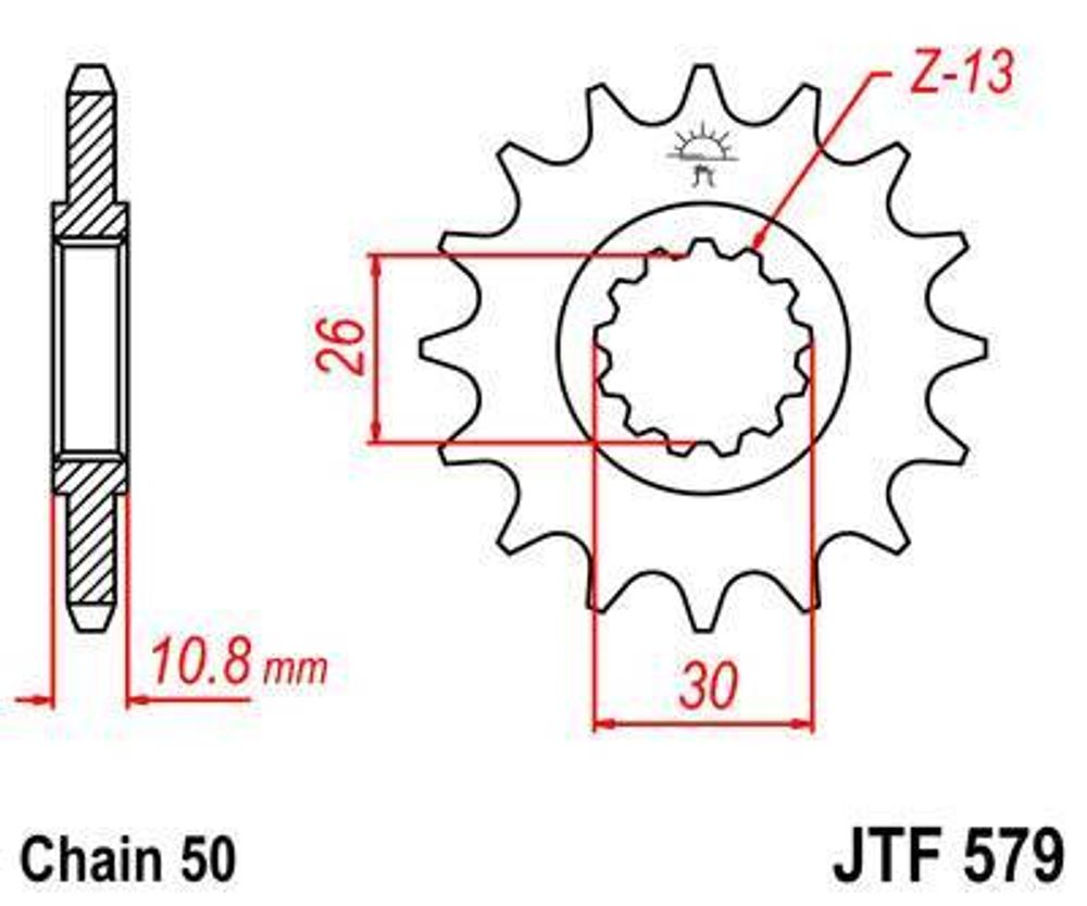 Передняя звезда JT для крупнокубатурных мотоциклов Yamaha (JTF579.17)