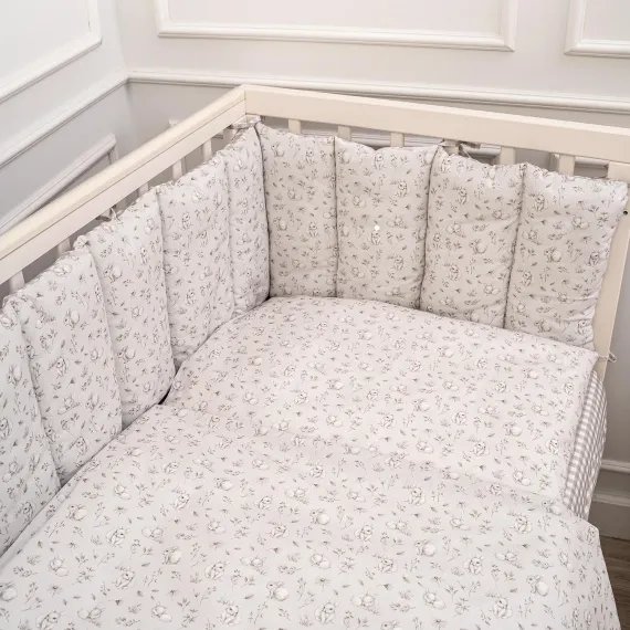 Комплект постельного белья Lollycottons Кролик Лаппин 6 предметов, Серый