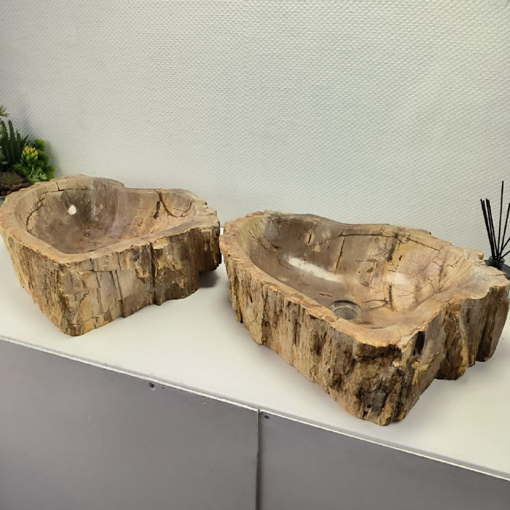 Раковина из окаменелого дерева ПАРА! OD-62096 55*55*15 2шт