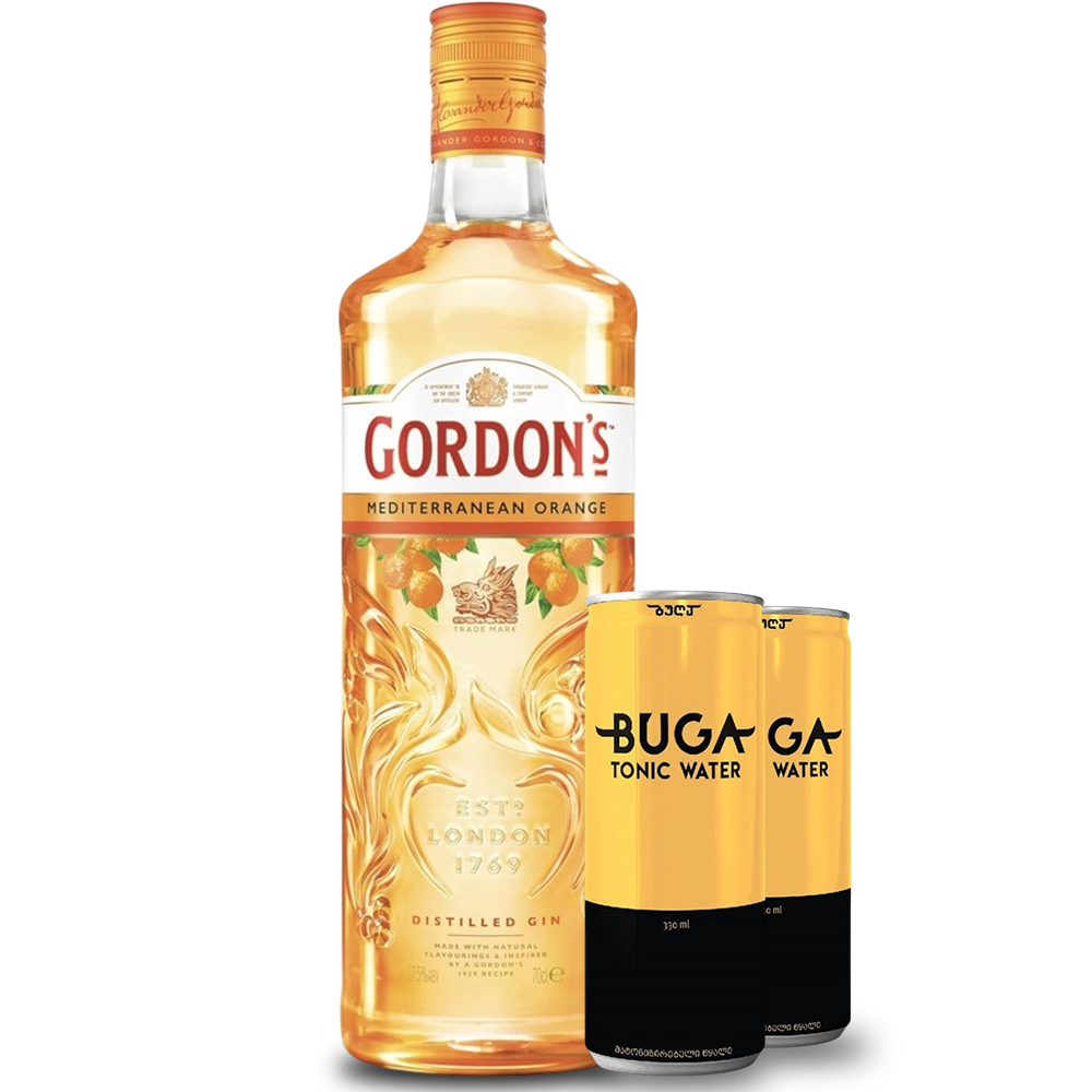 Сет Джин Gordon's Mediterranean Orange 0,7 л. + 2 Тоник Buga 0,33 л. in can