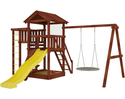 Детская игровая площадка Мастер-3 с качелями Гнездо 1 метр Махагон