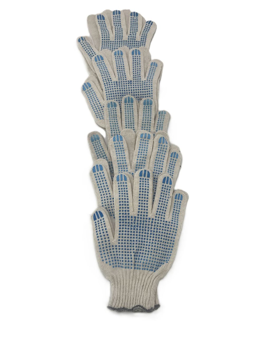 Перчатки х-б 4-х ниточные с ПВХ пачка 5 пар