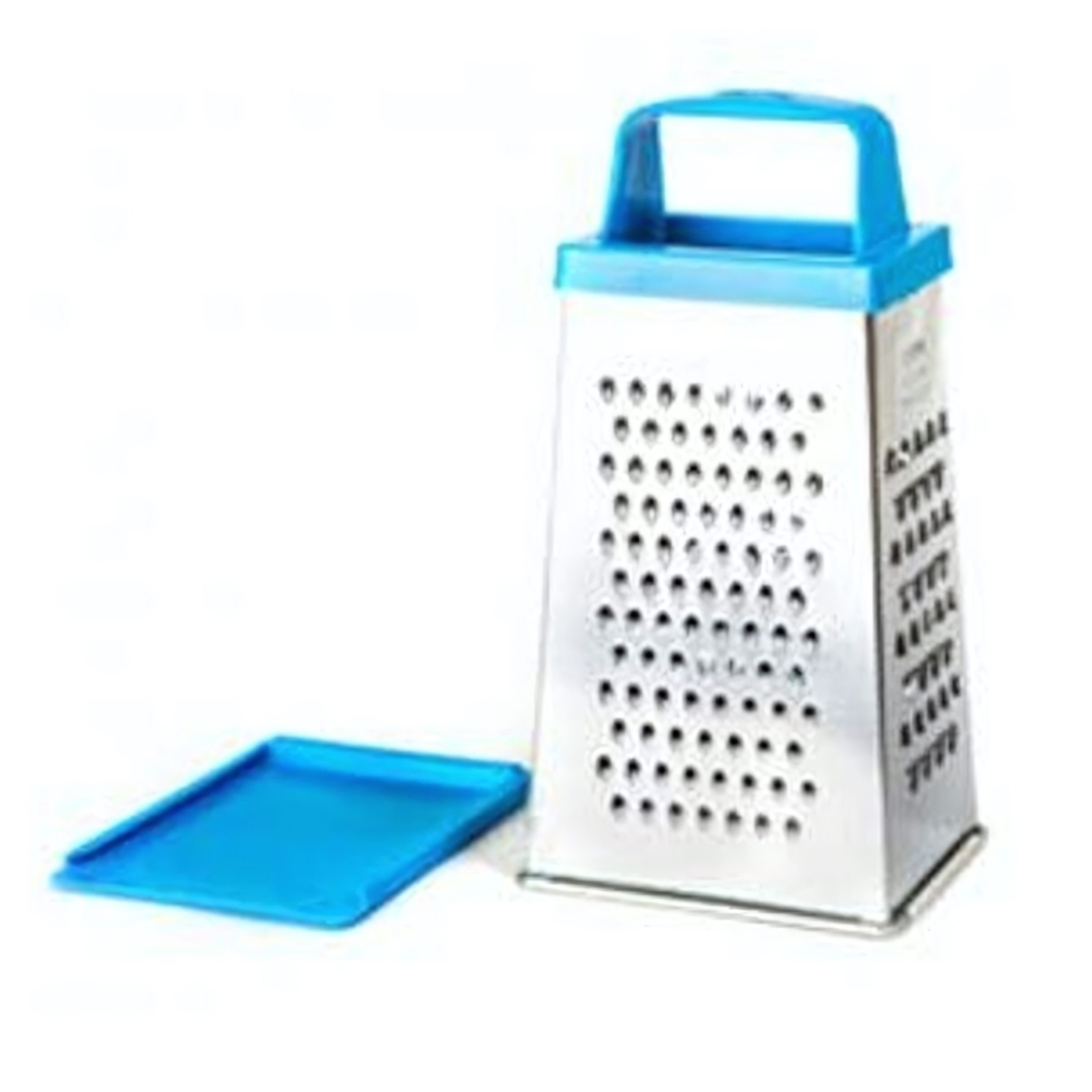 Терка универсальная 4-грани сырное наполнение с пластмассовой ручкой и пластмассовой крышкой-дозатором 11х8,5х22см К01.001.07