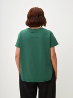 Футболка дизайнерская оверсайз фигурным низом изумруд