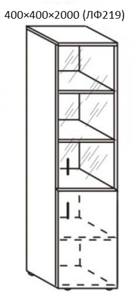 Шкаф со стеклом 400×400×2000 (ЛФ219)