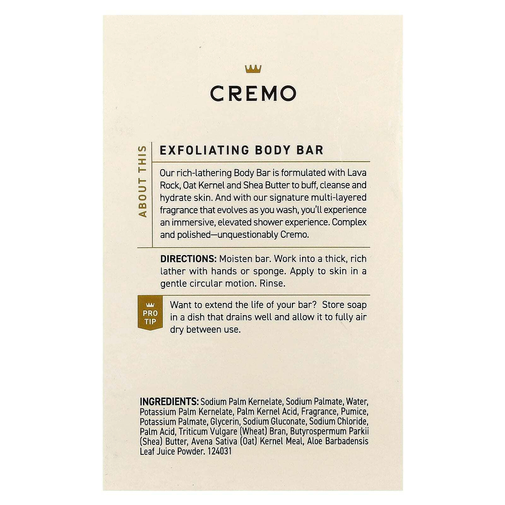 Cremo, Отшелушивающее мыло для тела, итальянский бергамот, 142 г (5 унций)
