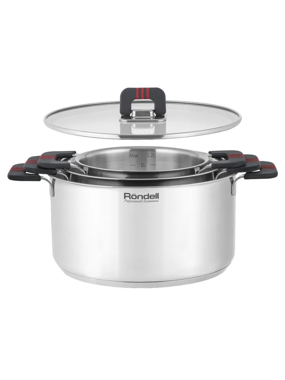 Кастрюля RONDELL RDS-1636 Stripes с крышкой 16 см, 1,2 л стальной