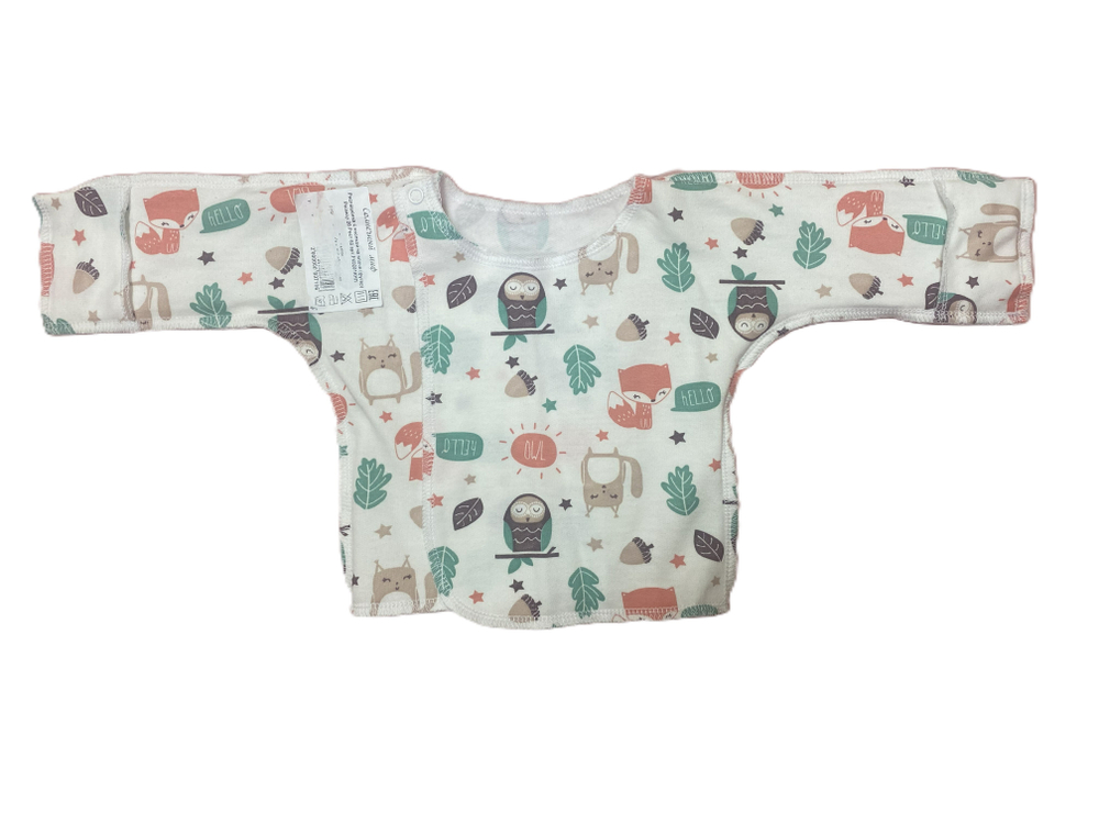 Распашонка из футера (начес) с кнопкой на плече из 100% хлопка на рост 62 см