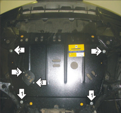Защита картера Двигателя, КПП. 2 мм, Сталь. для Lexus RX 350 2003-2009, Lexus RX 330 2003-2009, Lexus RX 400h 2003-2009, Lexus RX 300 2003-2009 MOTODOR.05005