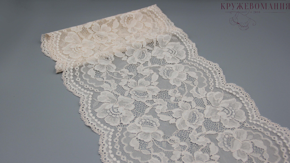 Эластичное кружево, ОПТ, 22,5 см, жасмин (Арт: EK-2301), м