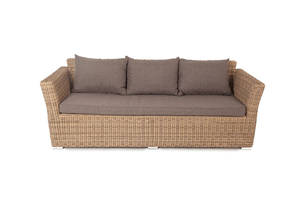 "Капучино" диван из искусственного ротанга трехместный, цвет соломенный