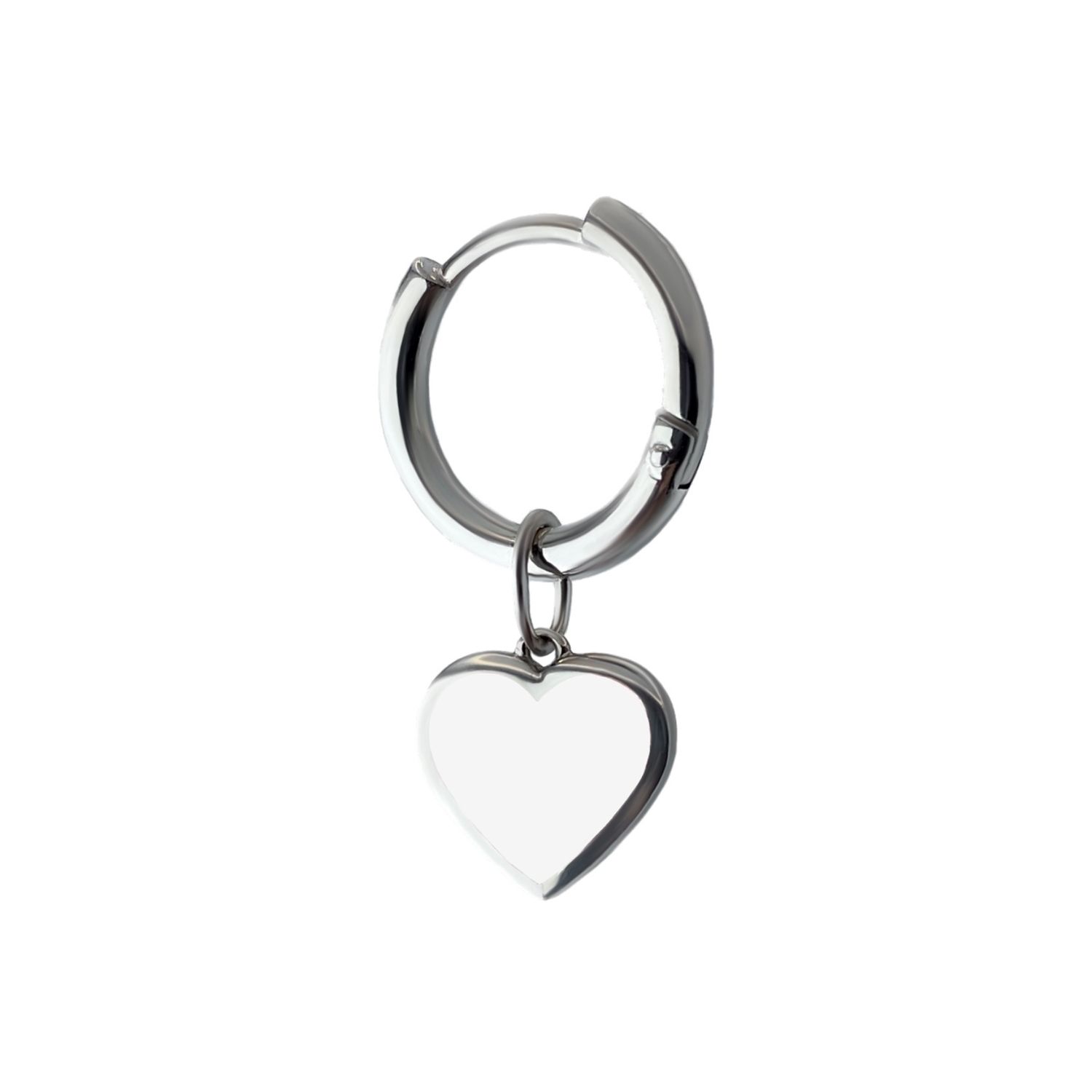 Моносерьга Silver White Heart Earring