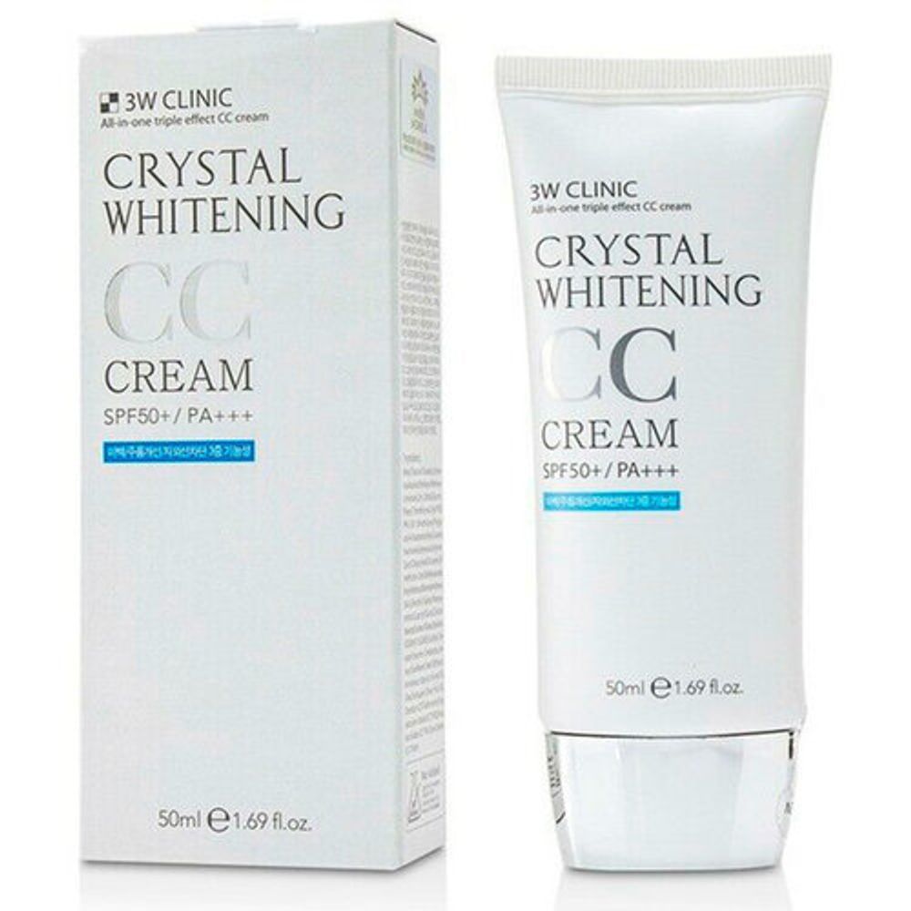 3W Clinic СС-крем для лица - Crystal whitening CC cream SPF50+/PA+++ #2, 50мл