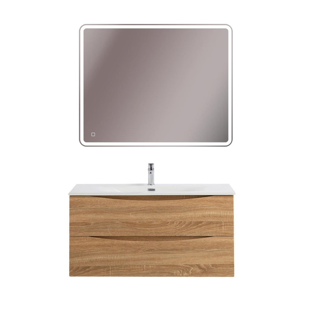 Тумба с раковиной подвесная BelBagno MARINO-CER-N-1000-2C-SO-WO-P Rovere Bianco, раковина белая BB-8099-100