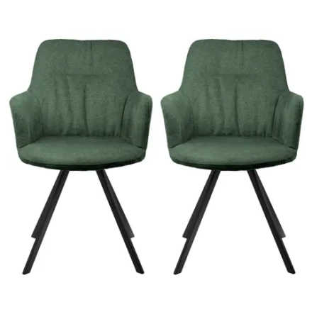 Комплект из 2-х стульев Bradex Home Grant зелёный шенилл на поворотном механизме