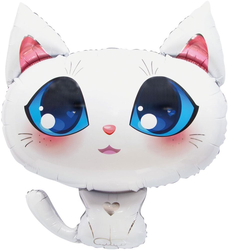 Шар с клапаном (15''/38 см) Мини-фигура, Котенок, Белый, 1 шт. Шар с клапаном (15''/38 см) Мини-фигура, Котенок, Белый, 1 шт.