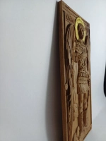 Освященная Икона Архангела Михаила резная из дуба 28.5х14 см