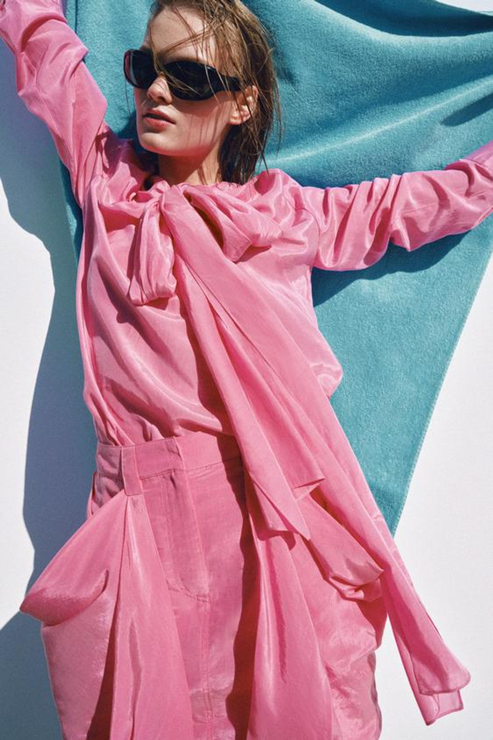 ZARA ЮБКА КАРГО МИНИ — ZW COLLECTION, ЯРКО-РОЗОВЫЙ